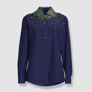Dries Van Noten Clavelly Degrade Beaded Shirt size 40/us size 8